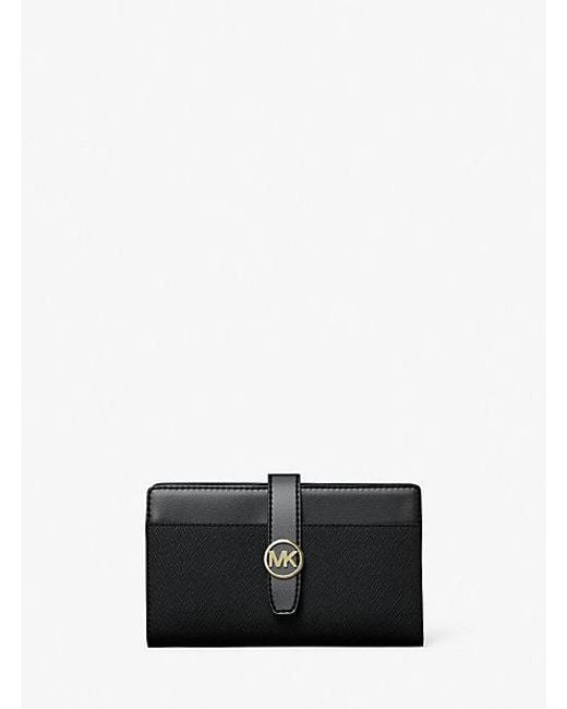 Michael Kors White Greenwich Medium Saffiano Leather Wallet