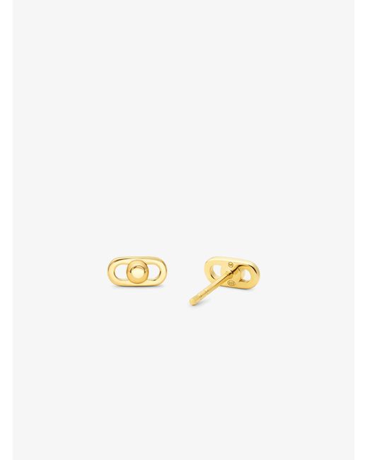 Michael Kors White Mk Astor Link Extra-Small Precious Metal-Plated Sterling Earrings