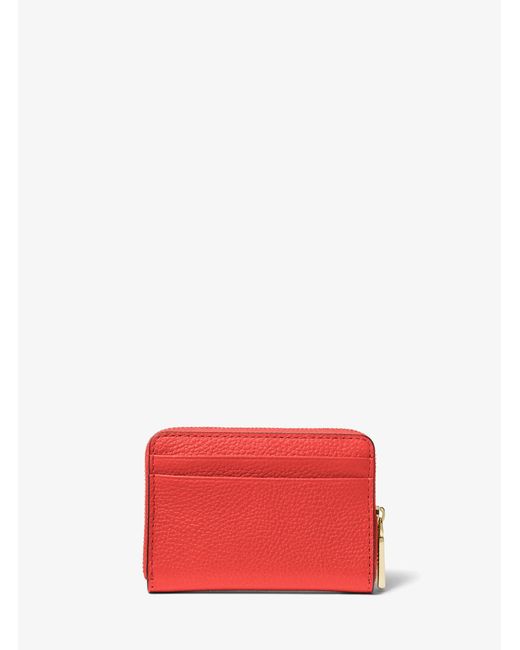 MICHAEL Michael Kors Red Pebbled Leather Zip-Around Card Case