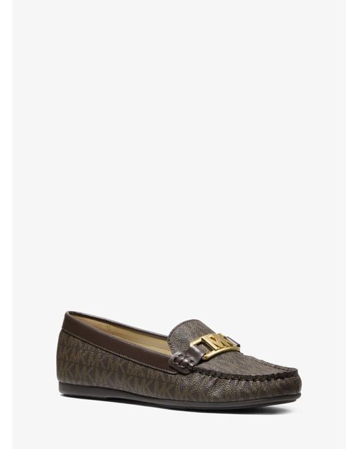 Michael Kors Canvas Camila Logo Moccasin in Brown (White) | Lyst Canada