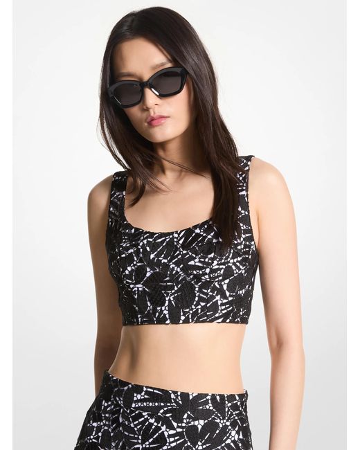 MICHAEL Michael Kors Black Mk Palm Lace Bralette Top