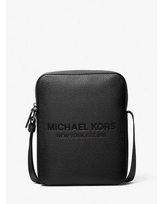 Michael Kors Black Cooper Logo Embossed Pebbled Leather Flight Bag for men