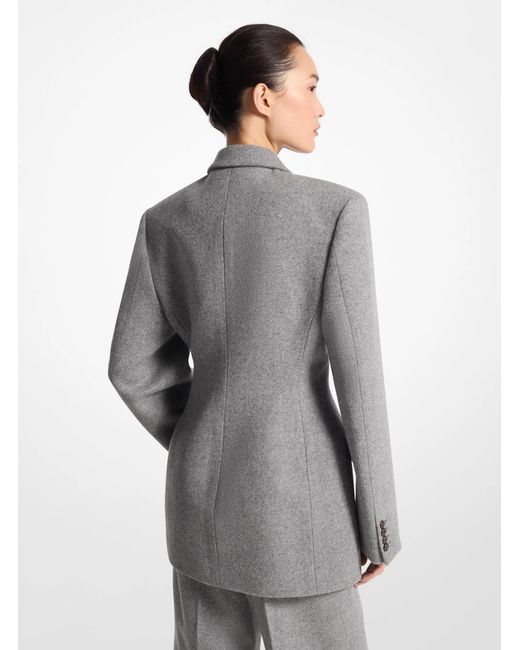 Michael Kors Gray Mk Wool Doeskin Double-Breasted Carved Blazer