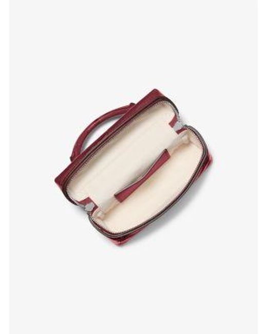 Michael Kors Red Jana Extra-Small Crocodile Embossed Leather Crossbody Bag