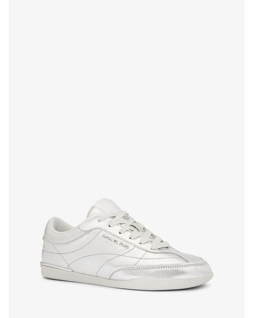 MICHAEL Michael Kors White Mk Nolan Metallic Leather Trainers