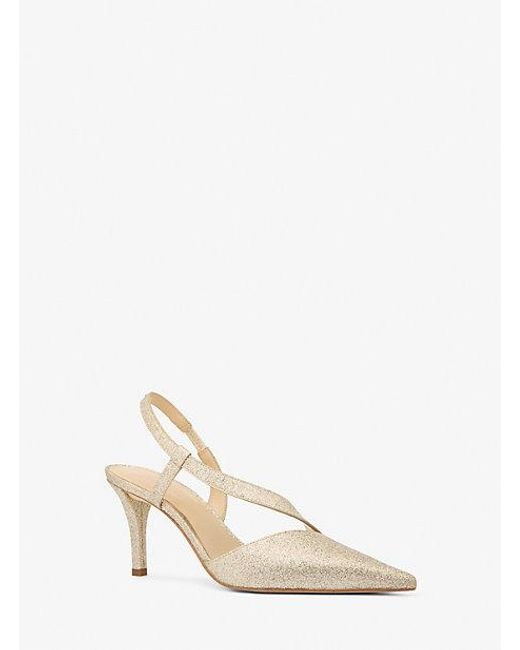 Michael Kors White Mk Jaida Glitter Embellished Leather Pump
