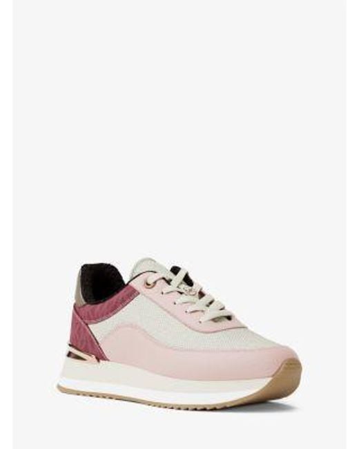 Michael Kors White Hattie Mixed-Media Trainer