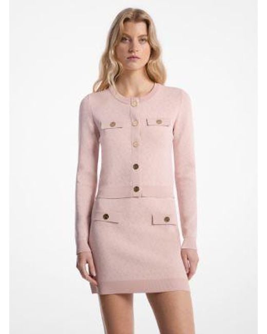 Michael Kors Pink Logo Jacquard Cropped Jacket