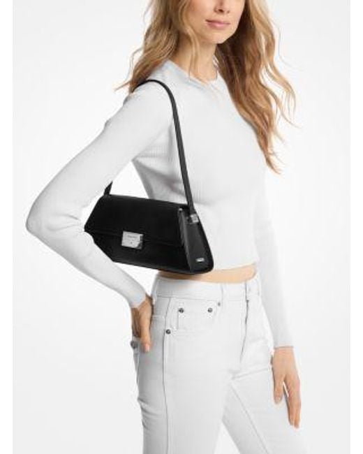 Michael Kors Black Mk Ludlow Medium Leather Shoulder Bag