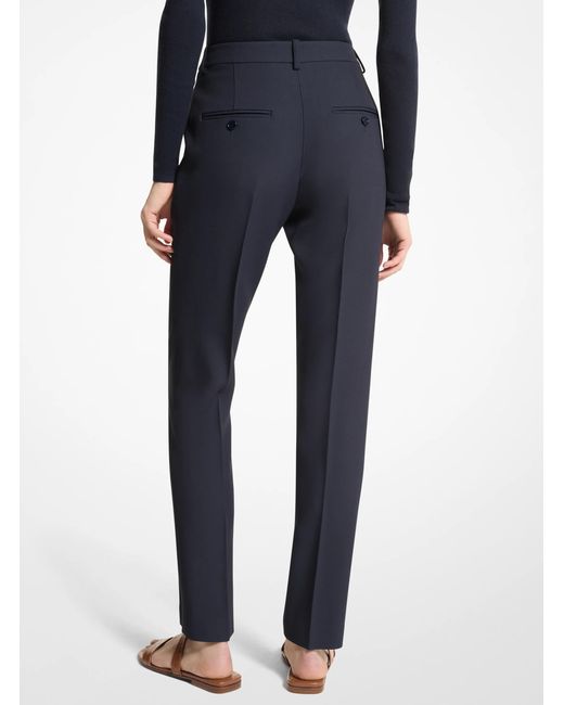 Michael Kors Blue Samantha Pintuck Pleat Crepe Sablé Ankle Pants
