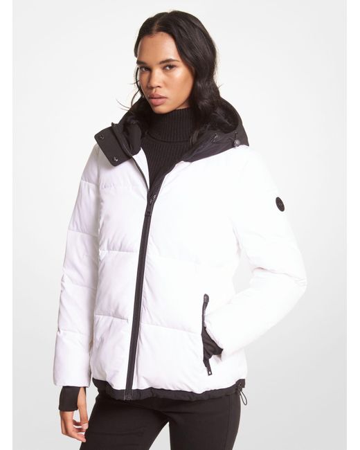 Michael Kors White Faux Fur-trim Quilted Puffer Jacket