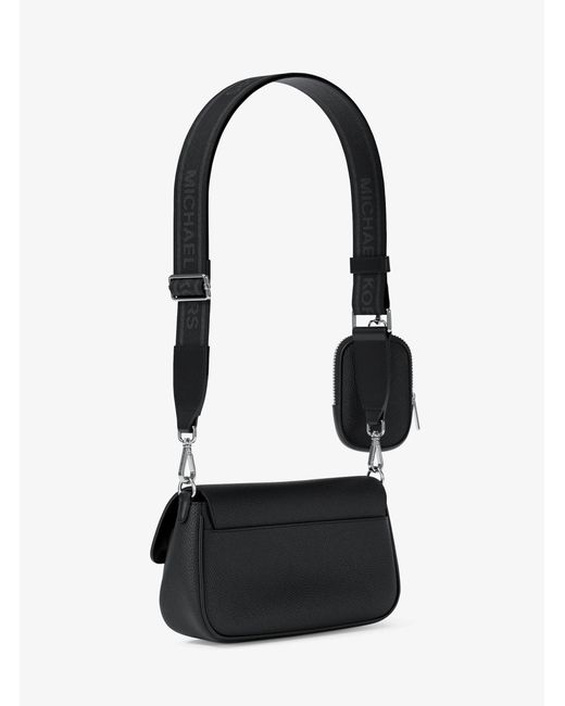 Michael Kors White Jet Set Travel Small Pebbled Leather Crossbody Bag With Pouch