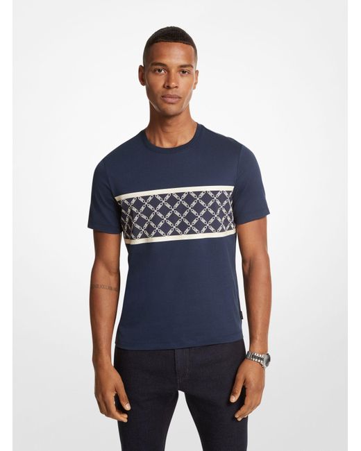 Camiseta de algodón con estampado de logotipo imperio Michael Kors de hombre de color Blue