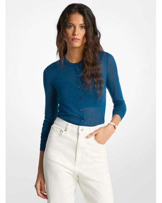 MICHAEL Michael Kors Blue Mk Tencel Blend Cropped Cardigan And Bra Top for men