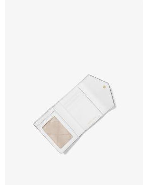 Michael Kors White Mk Carmen Medium Saffiano Leather Tri-Fold Envelope Wallet