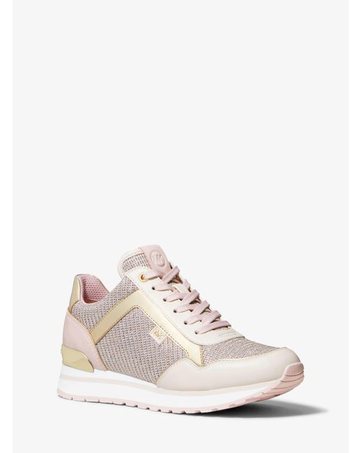 Michael Kors Multicolor Maddy Leather And Glitter Chain-mesh Trainer