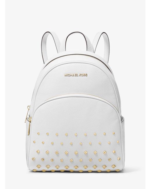 Michael Kors Abbey Medium Studded Backpack Leather White Bag Lyst