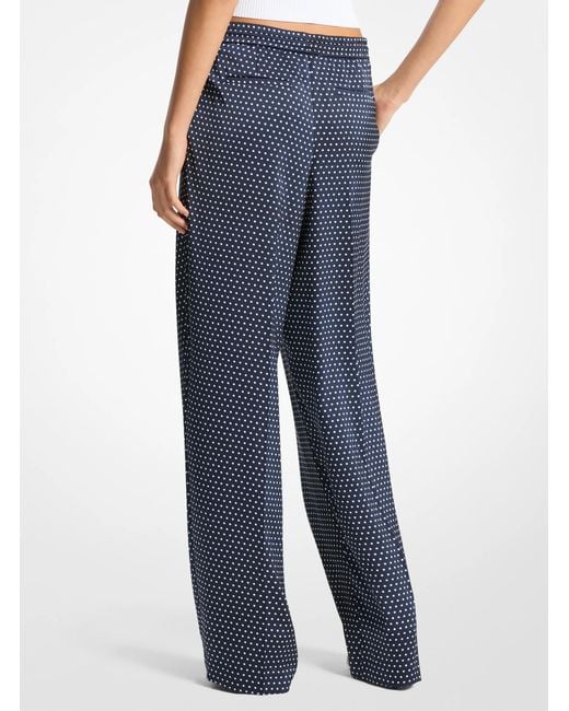 MICHAEL Michael Kors Blue Mk Polka Dot Satin Trousers
