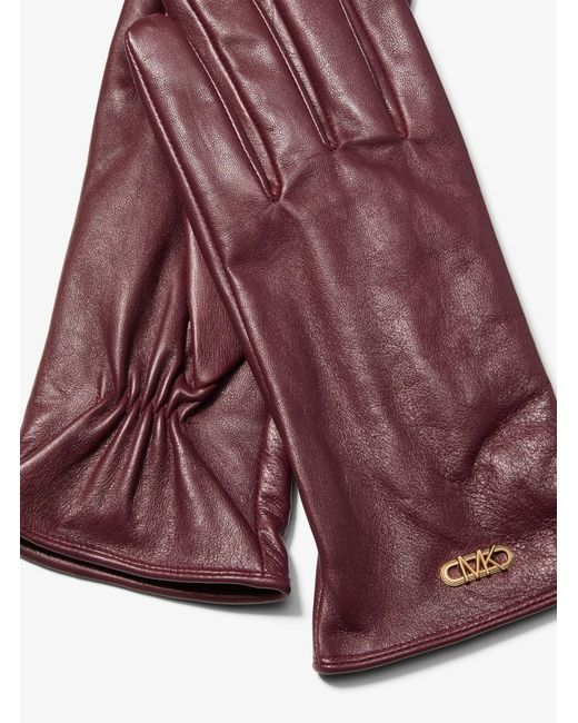 MICHAEL Michael Kors Red Mk Leather Gloves