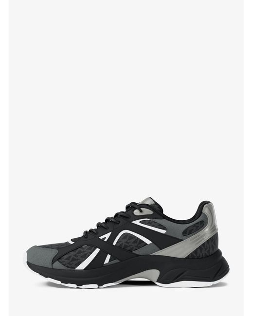 Michael Kors White Mk Leo Mixed-Media Trainer for men