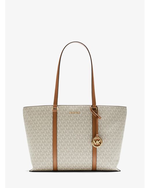 MICHAEL Michael Kors Natural Mk Temple Large Signature Logo Tote Bag