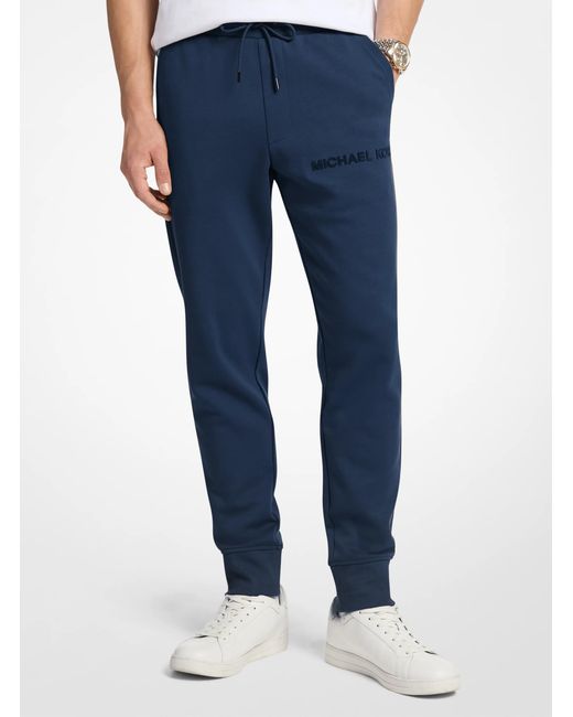 Michael Kors Outlet Blue Mk Embossed Logo Cotton Blend Joggers for men
