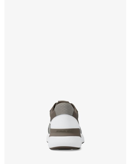 Michael Kors White Mk Trevor Mixed-Media Trainer for men