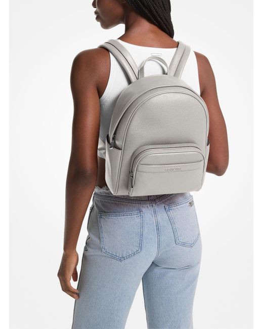Michael Kors Gray Mk Bex Medium Pebbled Leather Backpack