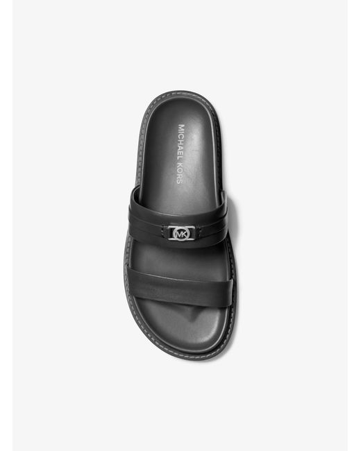 MICHAEL Michael Kors White Mk Mandy Leather Flat Sandal