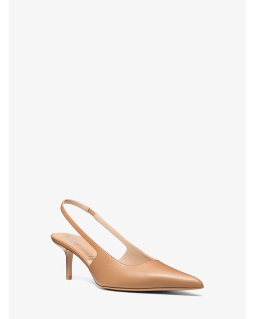 Michael Kors Natural Mk Emma Leather Slingback Pump