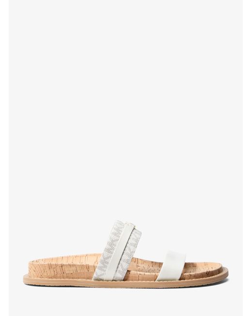 MICHAEL Michael Kors Natural Mk Mandy Signature Logo Flat Sandal