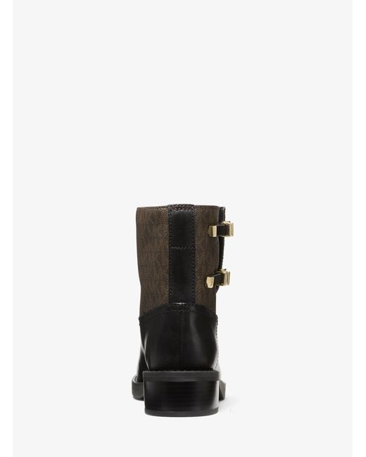 MICHAEL Michael Kors Black Mk Darrington Leather And Signature Logo Ankle Boot