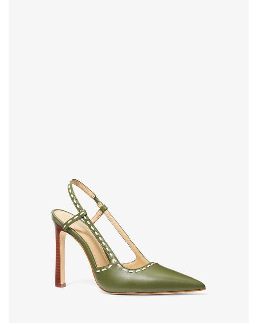MICHAEL Michael Kors Metallic Mk Alora Hand-Stitched Leather Slingback Pump