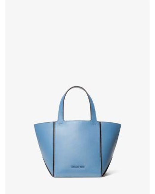 Michael Kors Blue Mk Jordi Small Leather Tote Bag