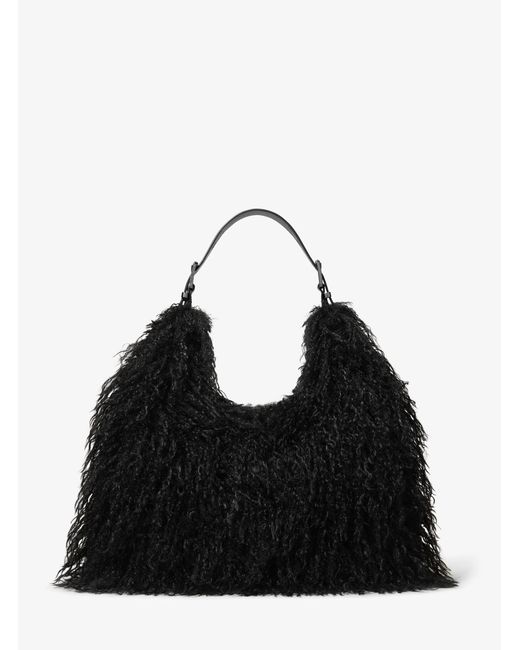 MICHAEL Michael Kors Black Mk Nolita Large Faux Shearling Shoulder Bag