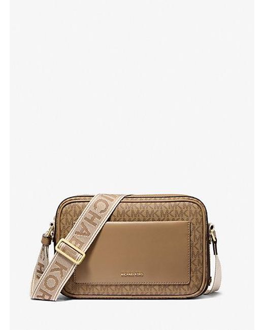 Michael Kors Natural Maeve Large Signature Logo Crossbody Bag