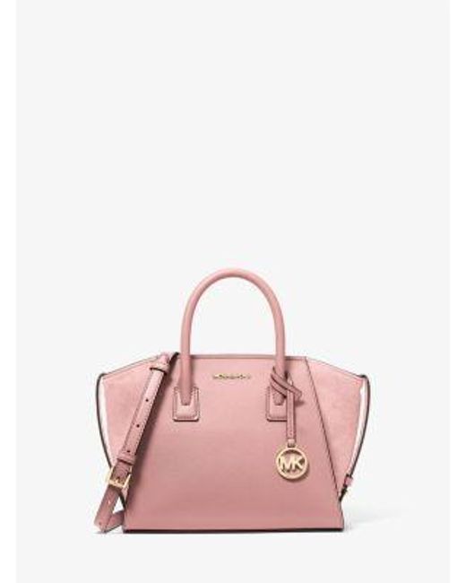 Michael Kors Pink Avril Small Pebbled Leather Satchel