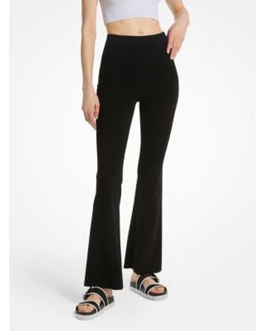Michael Kors Black Mk Stretch Knit Flared Legging