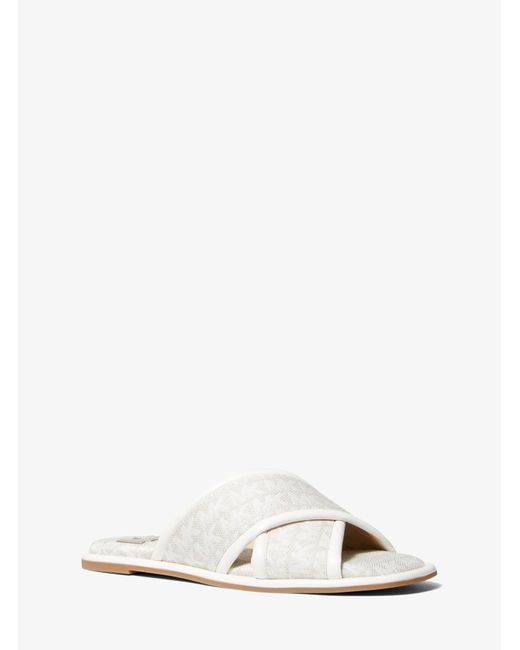 Michael Kors Gideon Logo Jacquard Slide Sandal in Natural Lyst