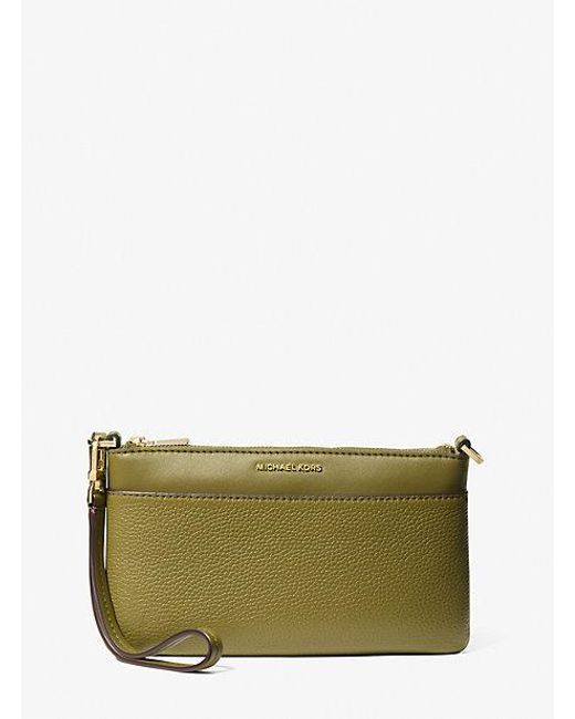Michael Kors Green Jet Set Medium Pebbled Leather Wristlet