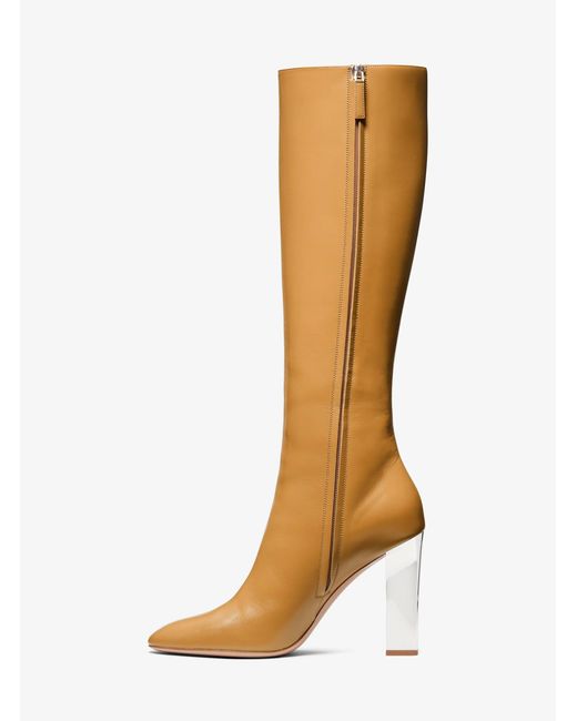 Michael Kors White Mk Carly Leather Boot
