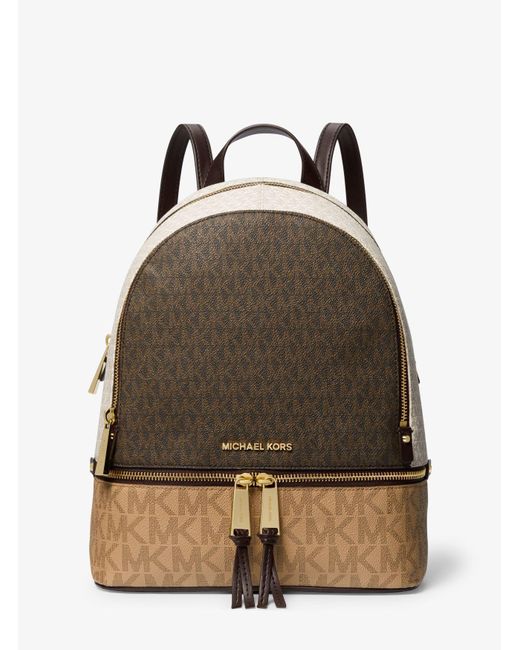 Michael Kors Natural Rhea Medium Color-block Logo Backpack