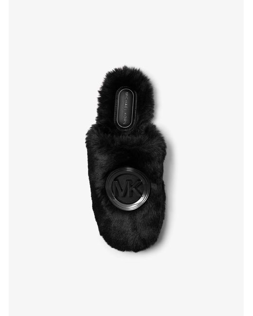 MICHAEL Michael Kors Black Mk Ada Faux Fur Slipper