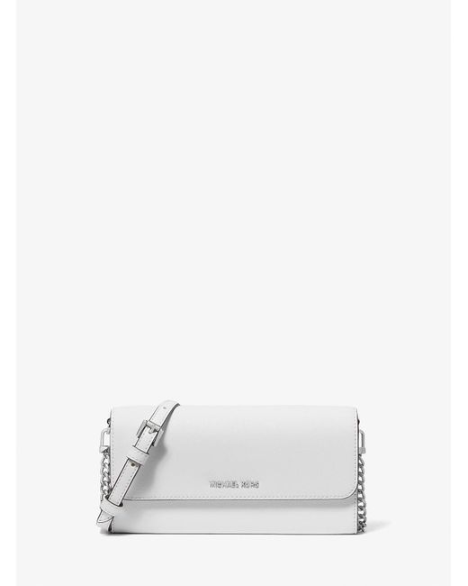 MICHAEL Michael Kors White Mk Jet Set Large Saffiano Leather 2-In-1 Convertible Crossbody Bag