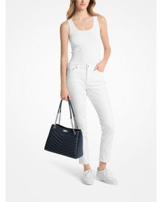 Michael Kors Blue Whitney Medium Quilted Tote Bag