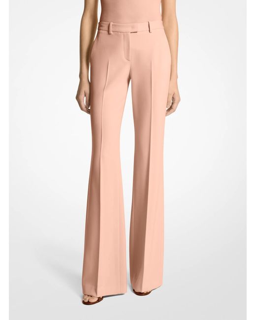 Michael Kors Pink Mk Haylee Stretch Pebble Crepe Flared Trousers