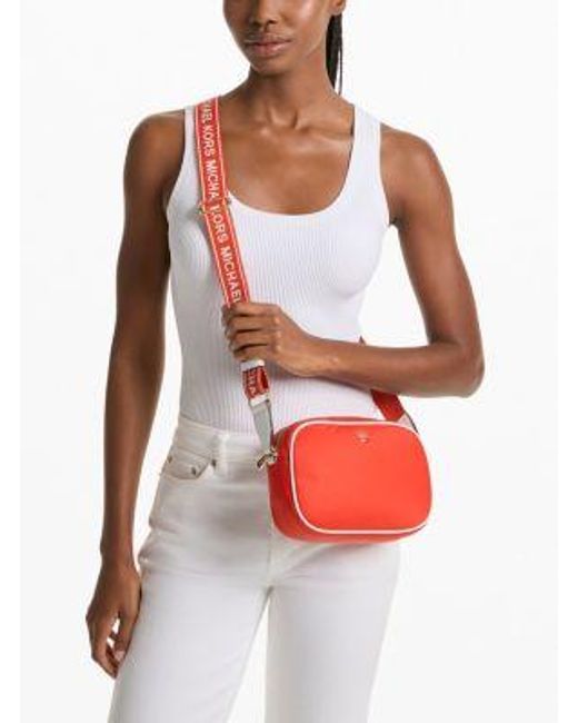 Michael Kors Orange Jet Set Medium Nylon Camera Crossbody Bag