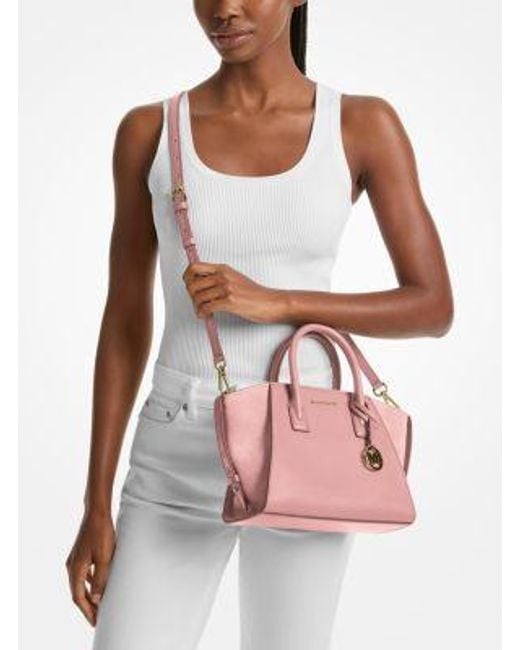 Michael Kors Pink Avril Small Pebbled Leather Satchel
