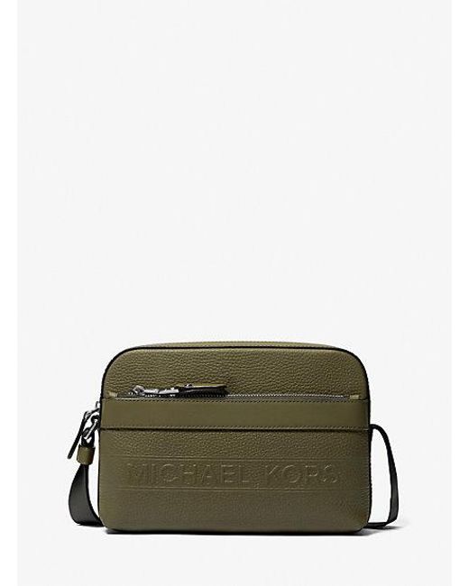 Michael Kors Green Hudson Pebbled Leather Utility Crossbody Bag for men