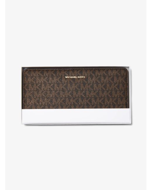 MICHAEL Michael Kors Brown Mk Bryant Large Signature Logo Snap-Front Wallet
